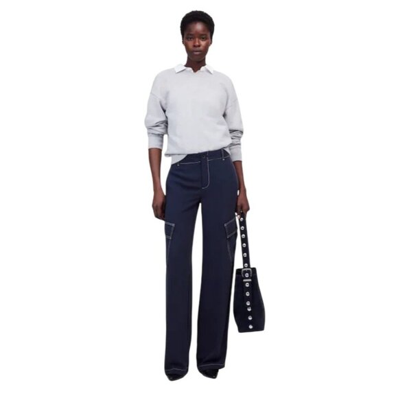 Madewell Womens Pull On Utility Pants #NT840 Size 8 Crepe Cargo Preppy Academia - Picture 1 of 15